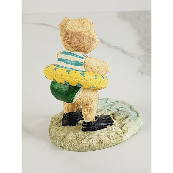 Piglet Pig Piggy w/ Life Ring On The Beach & Snail Figurine 3 1/2" Year 90s Vtg - Picture 8 of 14